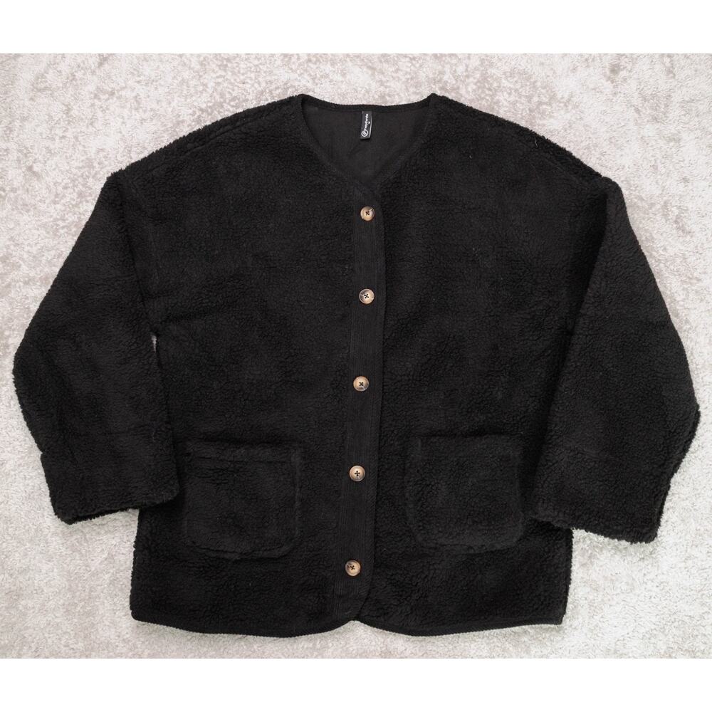 PrettyGarden Black Sherpa Corduroy Jacket Womens Size M NWOT